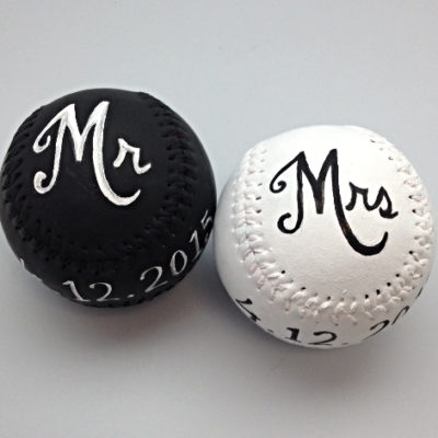 Bride & Groom Hand-Painted Baseballs