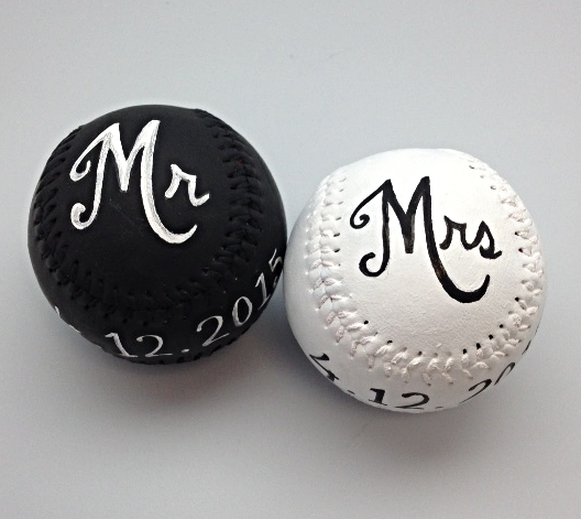 Bride & Groom Hand-Painted Baseballs