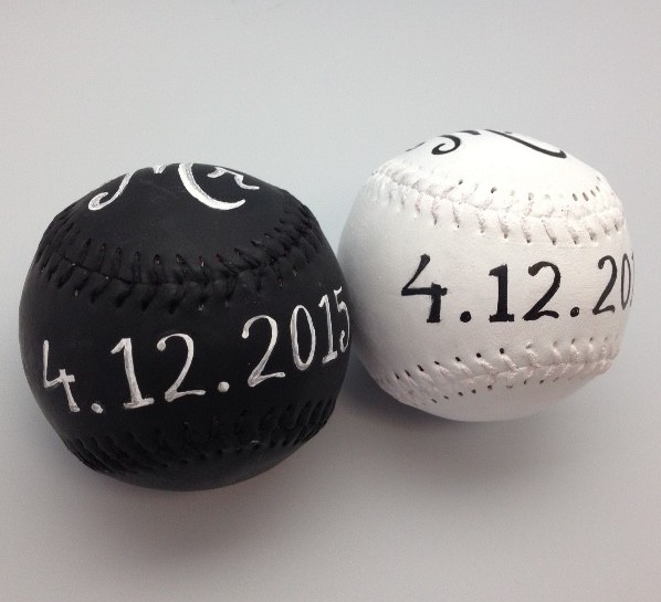 Bride & Groom Hand-Painted Baseballs - Image 2